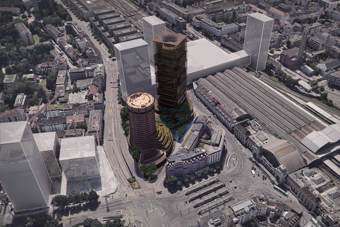 Visualisierung Neubau Turm BIZ in Basel