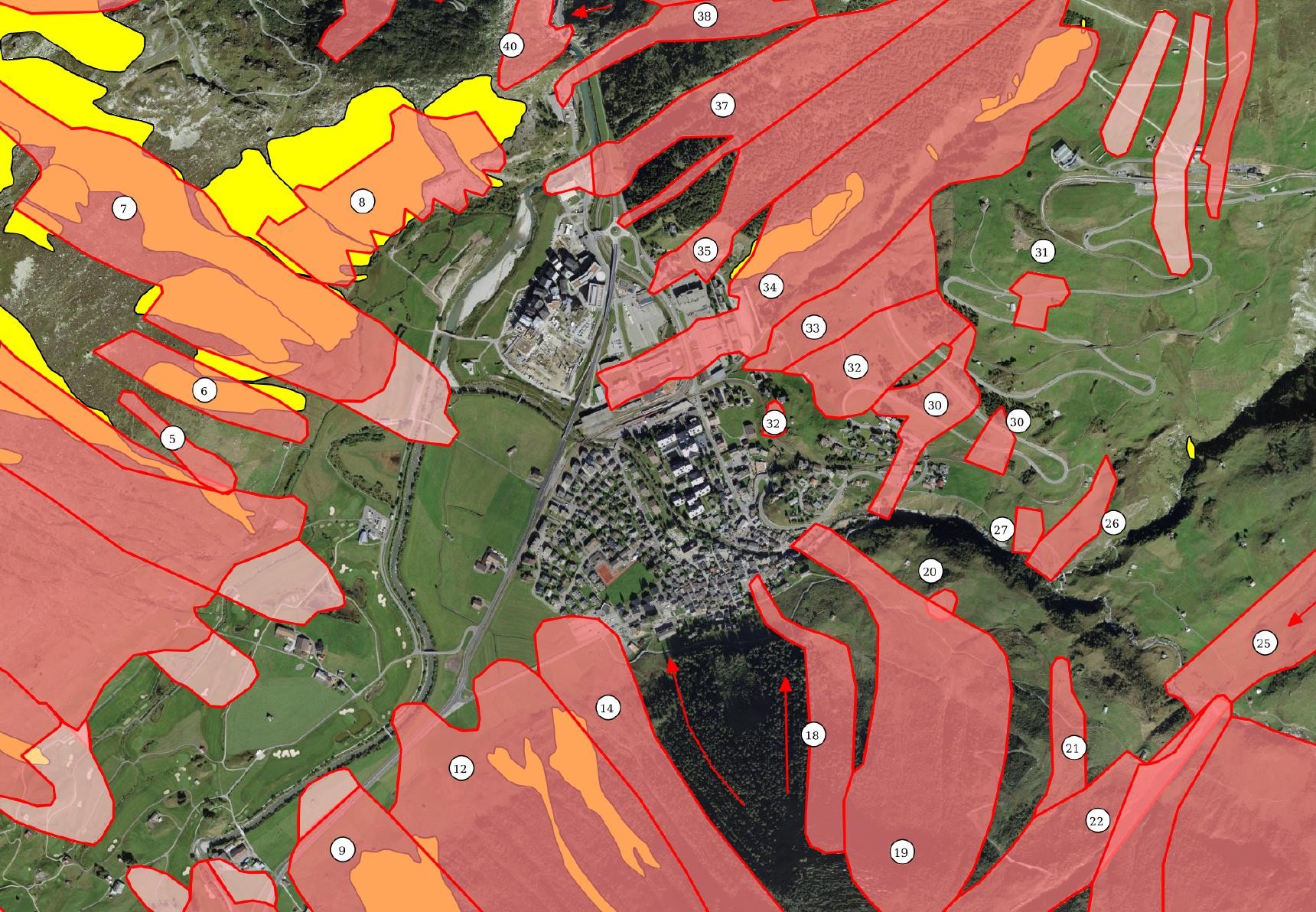 Ausschnitt Andermatt Lawinenatlas Kanton Uri