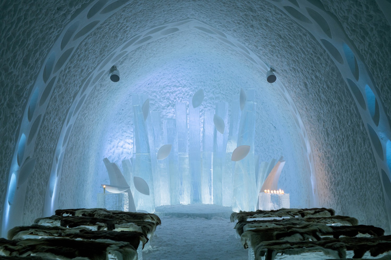 Eisskulptur im Icehotel 33 in Jukkasjärvil Schweden