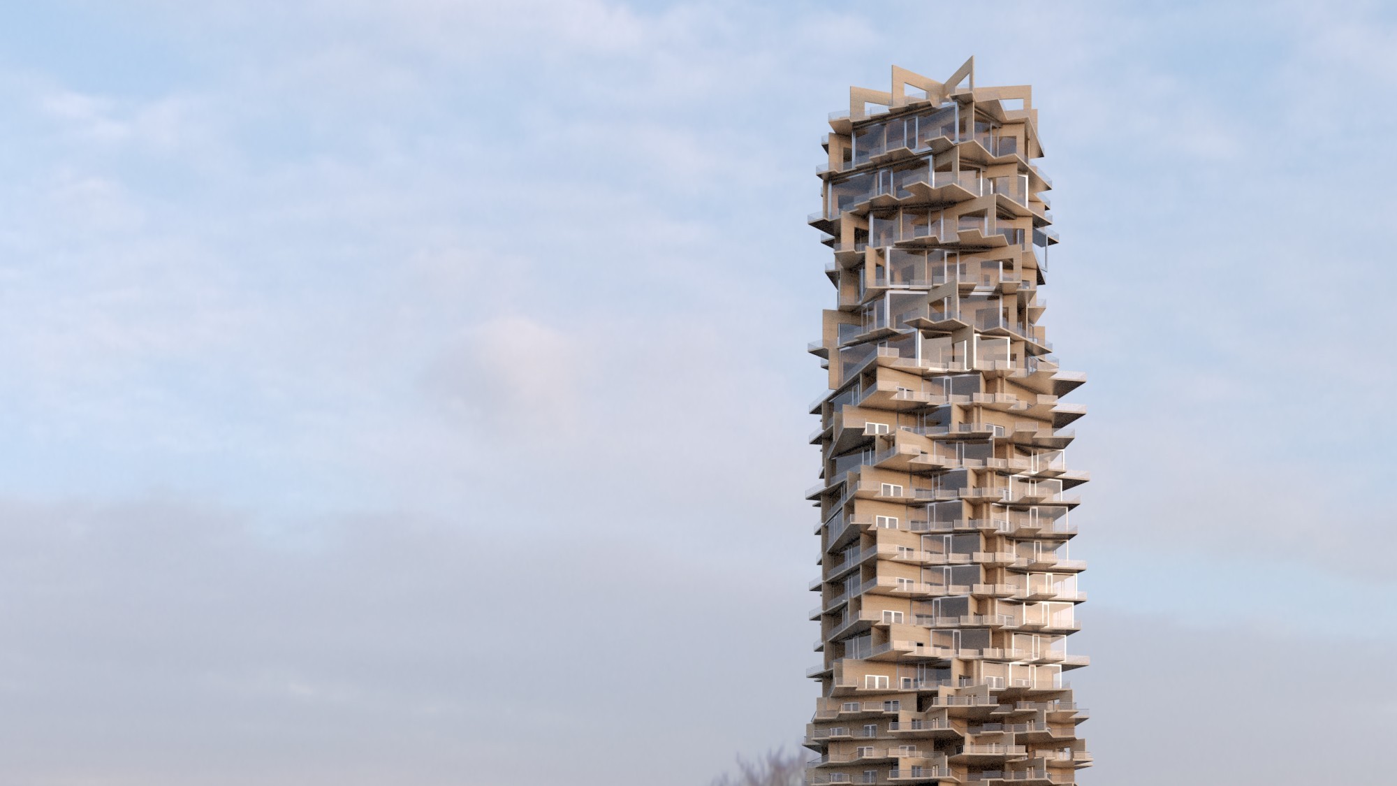 "Tall Pile of CLT", Visualisierung, Turm