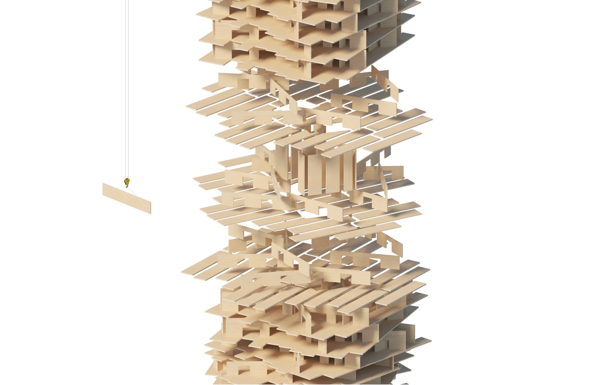 "Tall Pile of CLT", Visualisierung, Detail