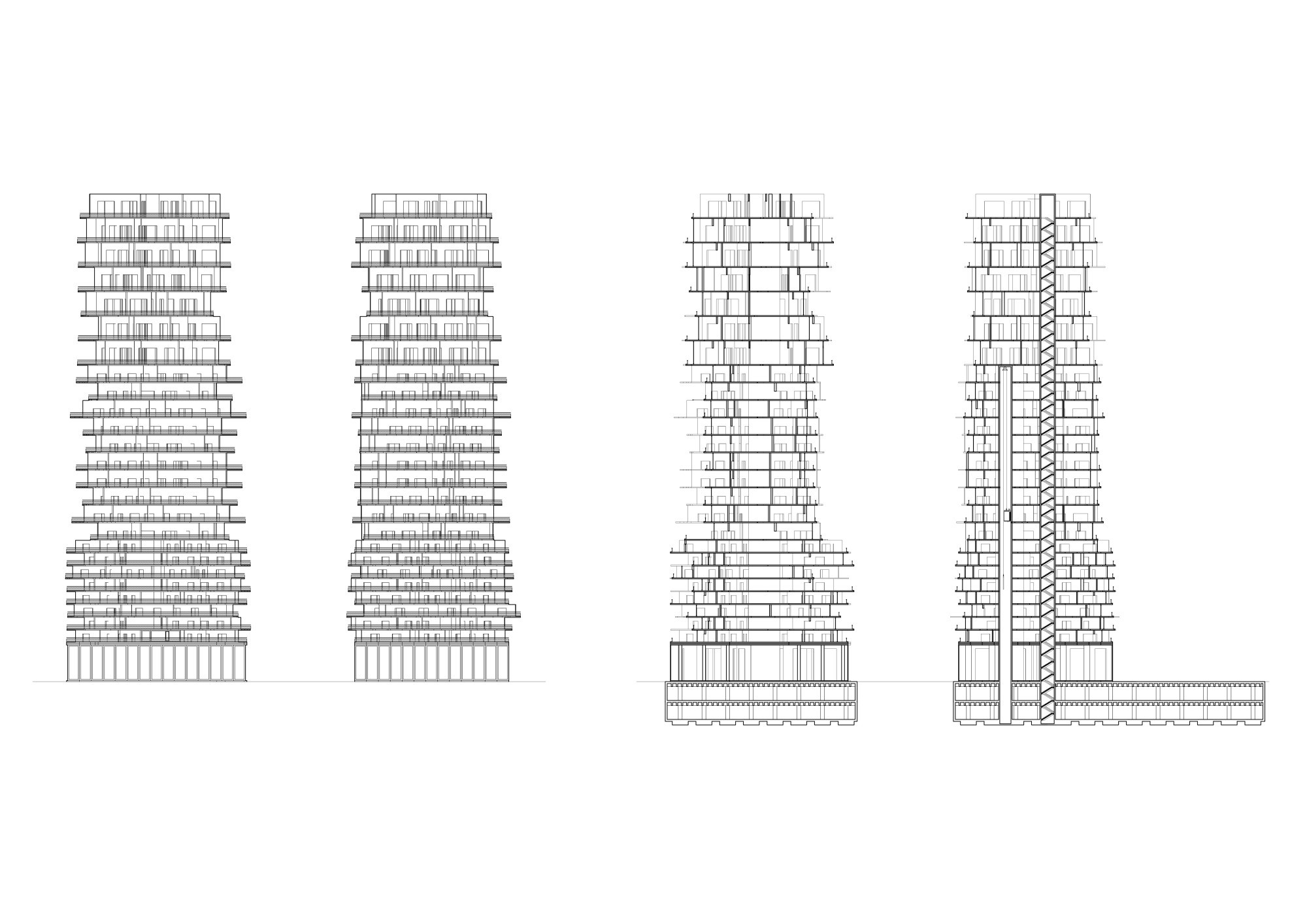 "Tall Pile of CLT", Visualisierung, Querschnitt