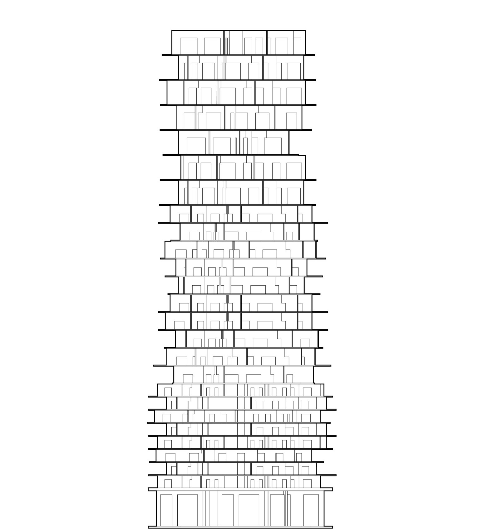 "Tall Pile of CLT", Querschnitt