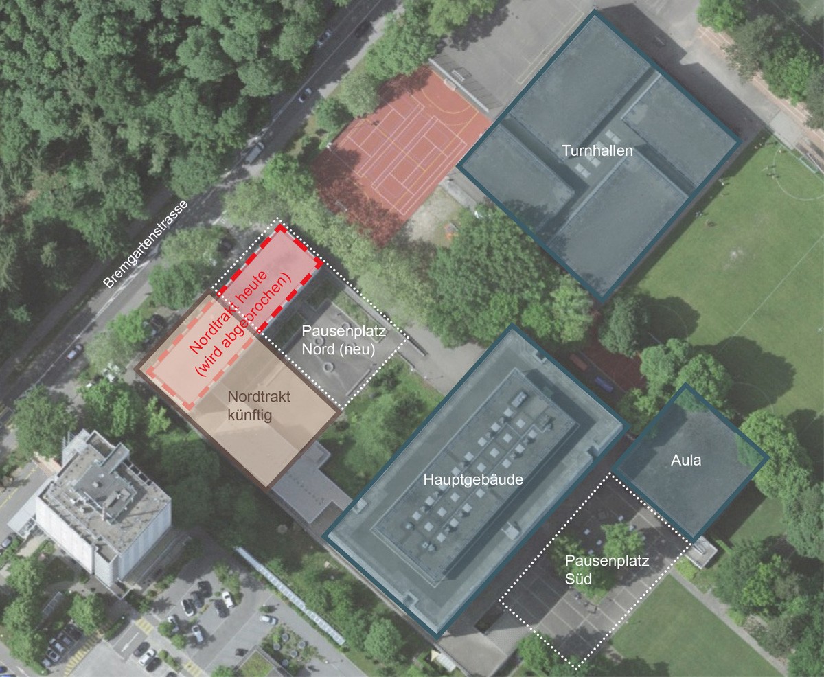 Situationsplan Ersatzneubau Gymnasium Neufeld Bern