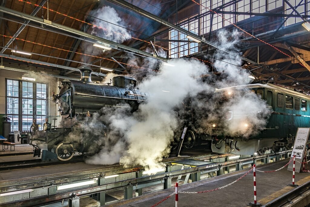 Denkmalgeschützte Lokremise in Depot Erstfeld