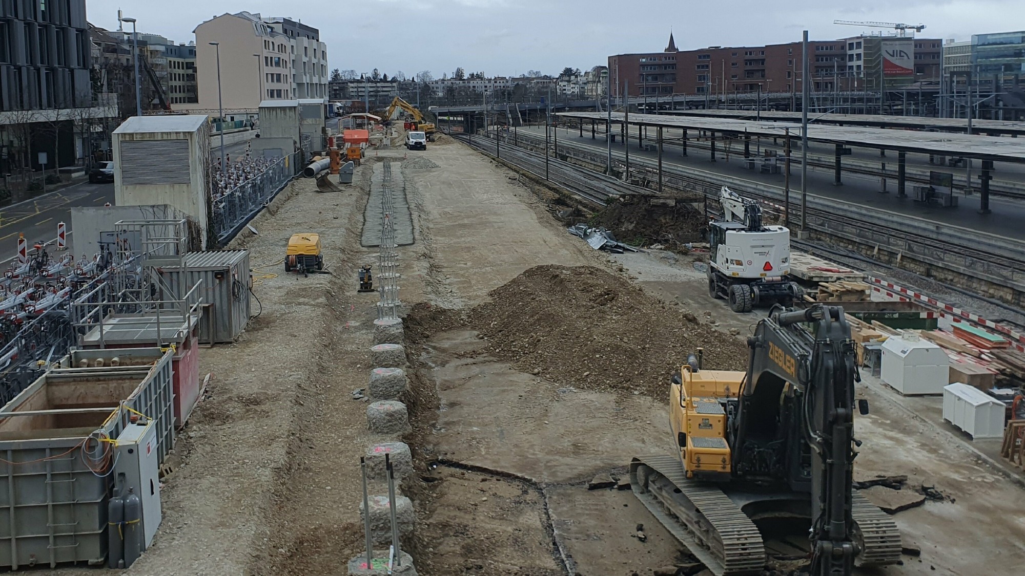 Bohrpfähle Stützmauer Bahnhof Basel SBB