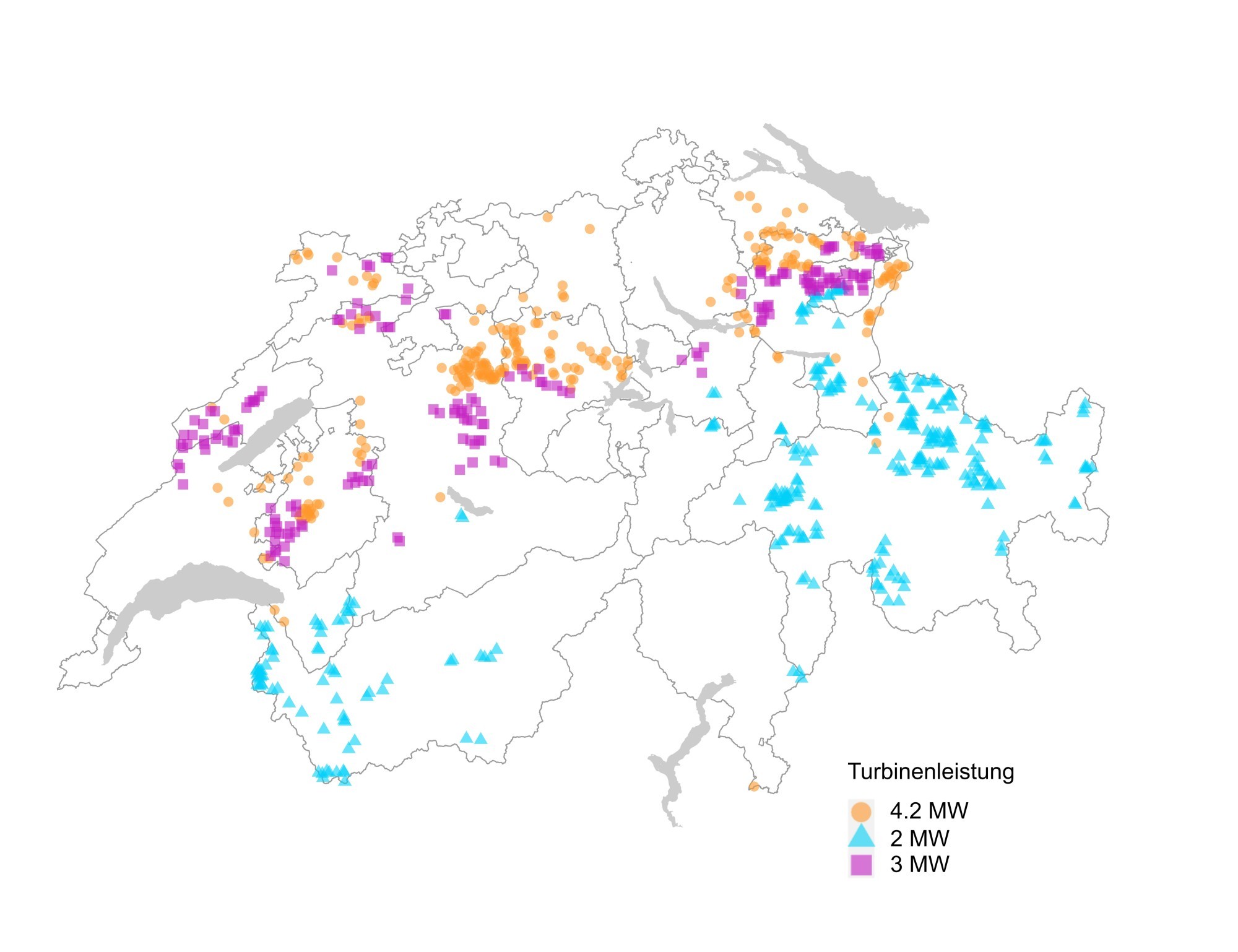 Grafik Verteilung Windkraftstandorte Schweiz
