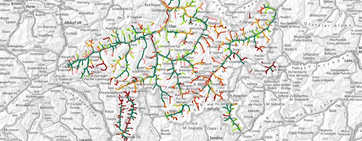 Gewässerstrecken für Wasserkraftnutzung Kanton Graubünden