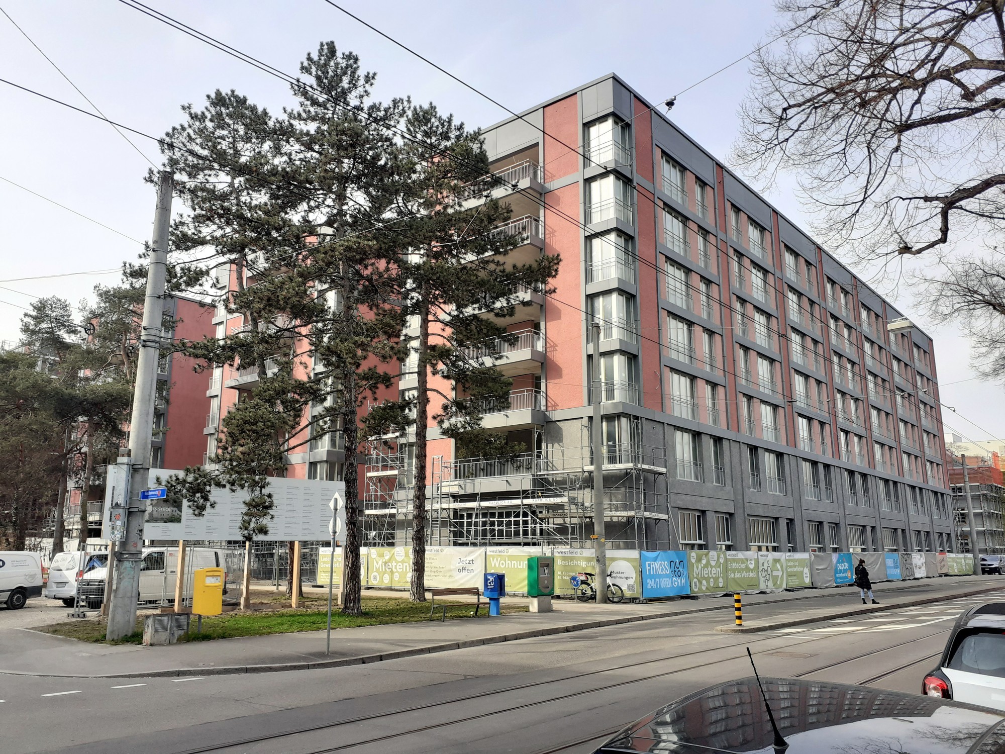 Westfeld Basel, Neubau, Genossenschaft wohnen&mehr, Blockrandbebauung, Tramhaltestelle