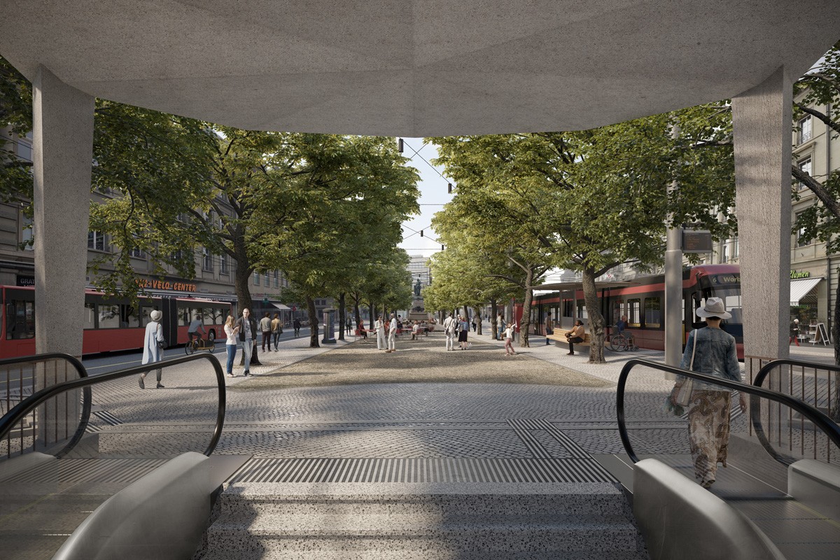 Visualisierung Zukunft Bahnhof Bern Verkehrsmassnahmen Passagenaufgang Bubenbergplatz