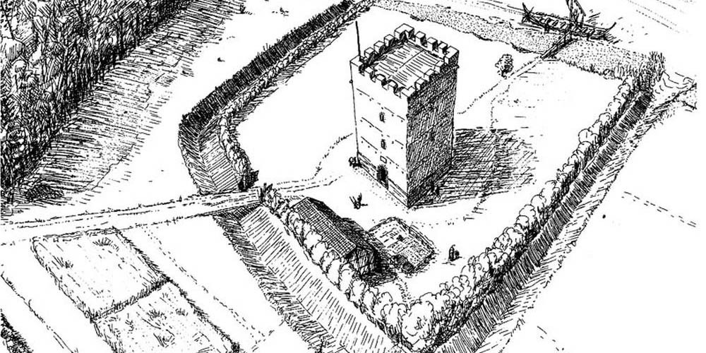 Illustration eines Römischen Turmes an der Rheingrenze