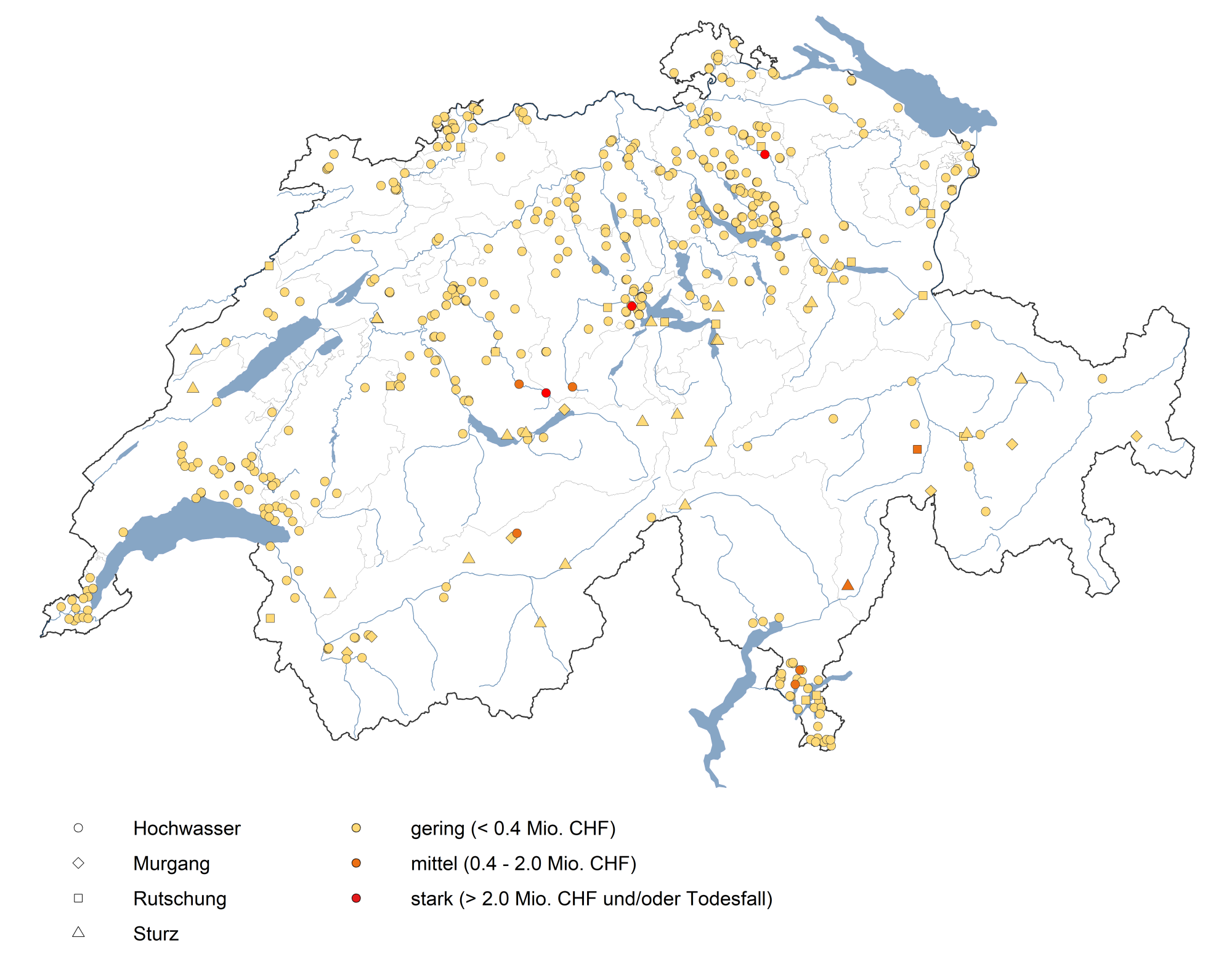 Übersicht, Unwetter in der Schweiz im 2022