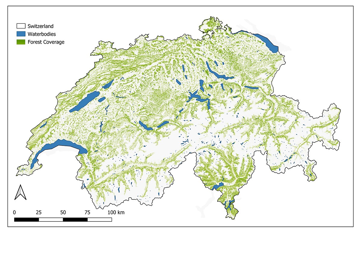 Grafik bewaldete Flächen Schweiz
