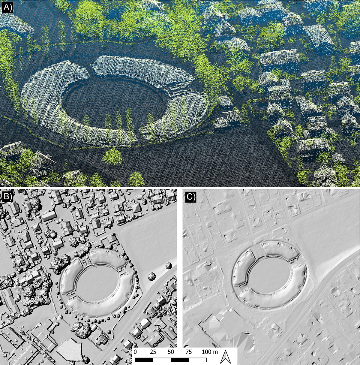 Lidar-Datensätze Amphitheater Vindonissa