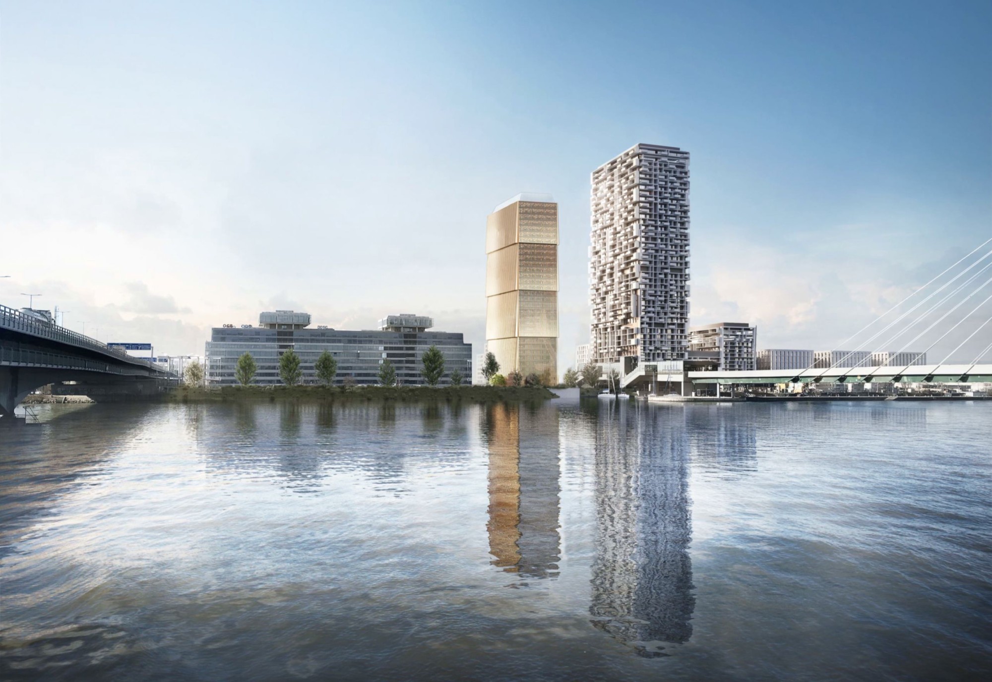 Visualisierung Donaumarina Tower Holzhochhaus in Wien