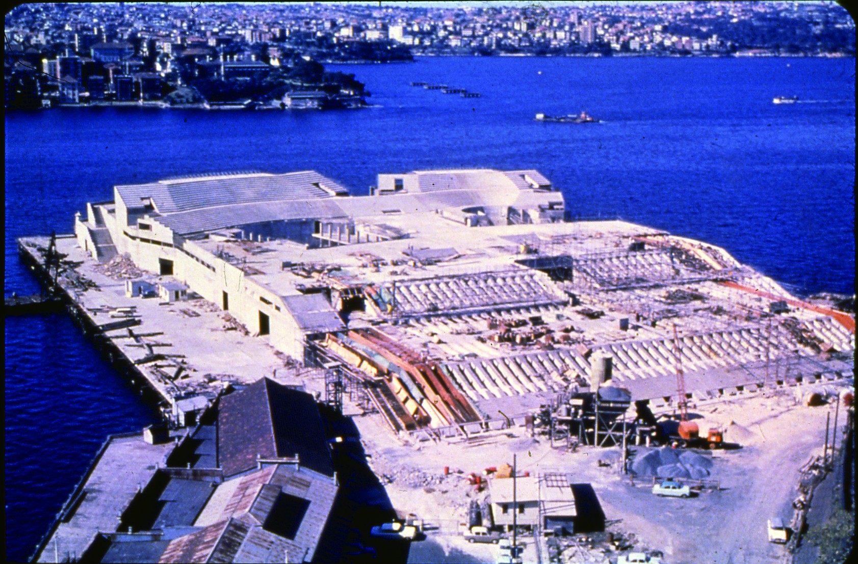 Opernhaus Sydney während Bau bei Bennelong Point