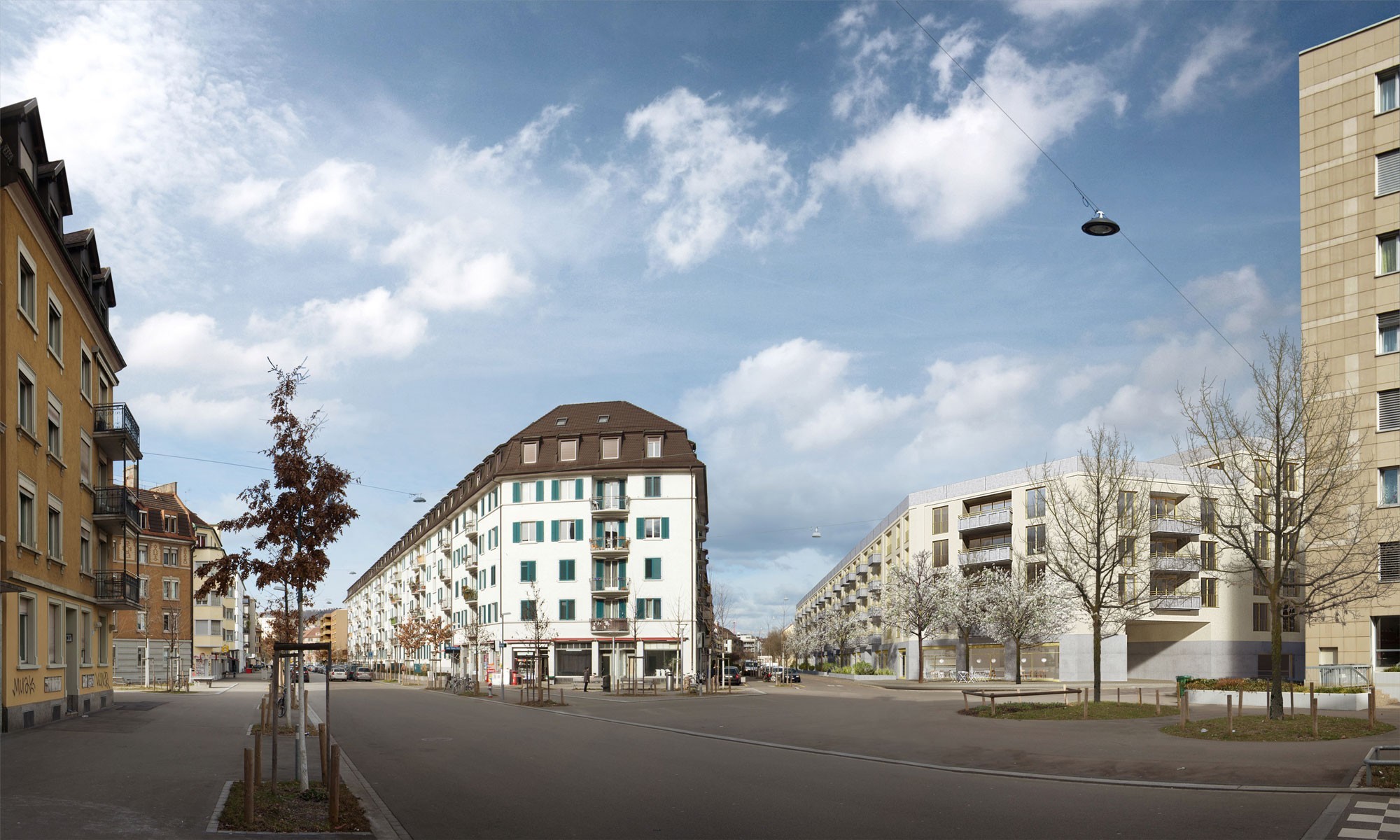 Visualisierung Neubau ABZ Wohnsiedlung Zürich Kreis 4