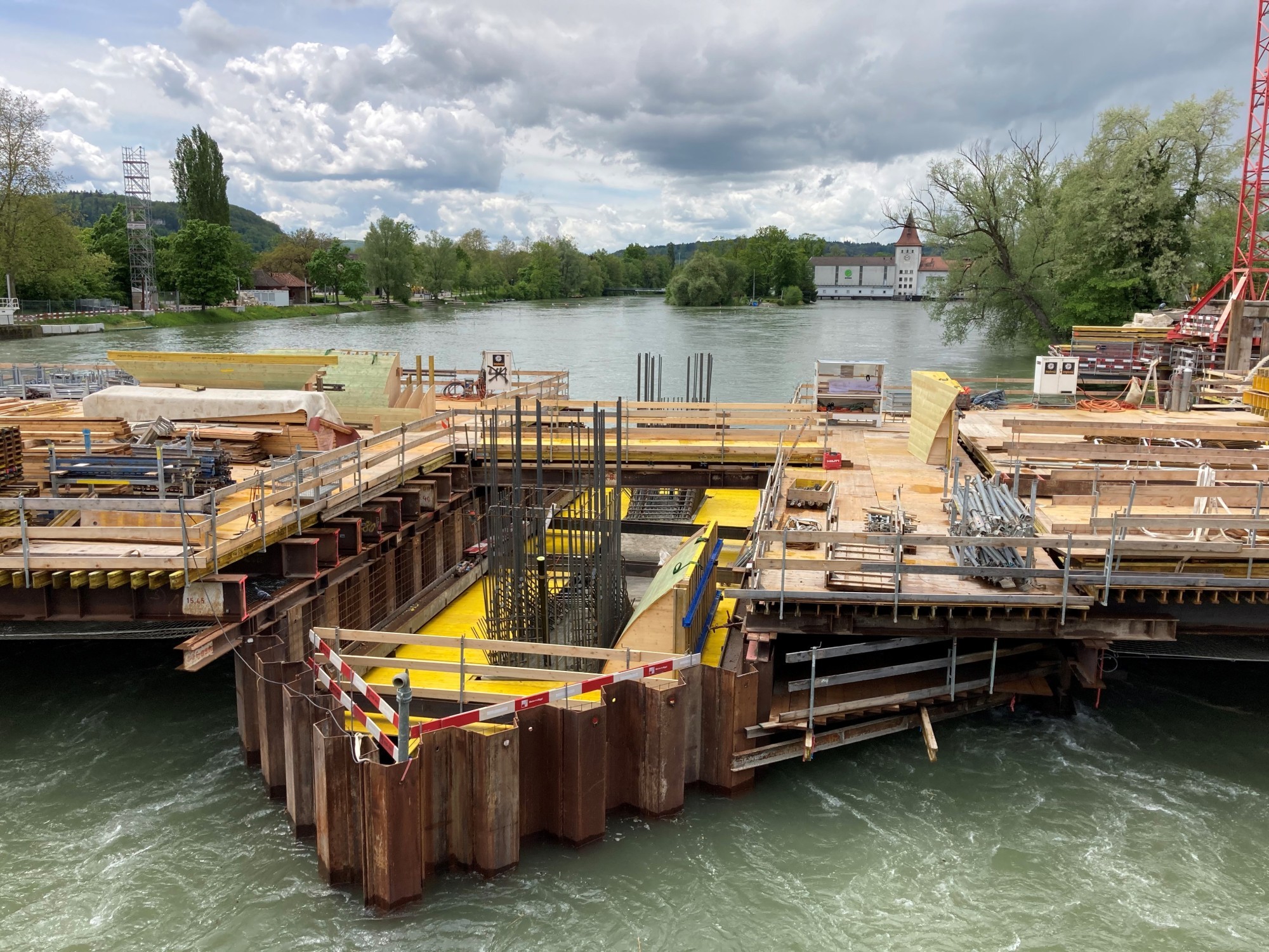 Pfeilerbaugrube neue Neue Aarebrücke, Aarau, Projekt Pont Neuf