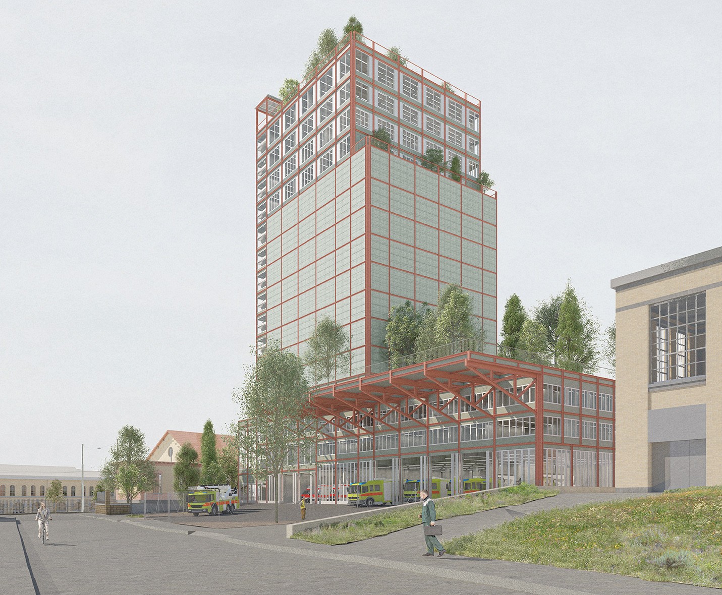 Visualisierung Neubau Wache West Stadtarchiv Stadt Zürich