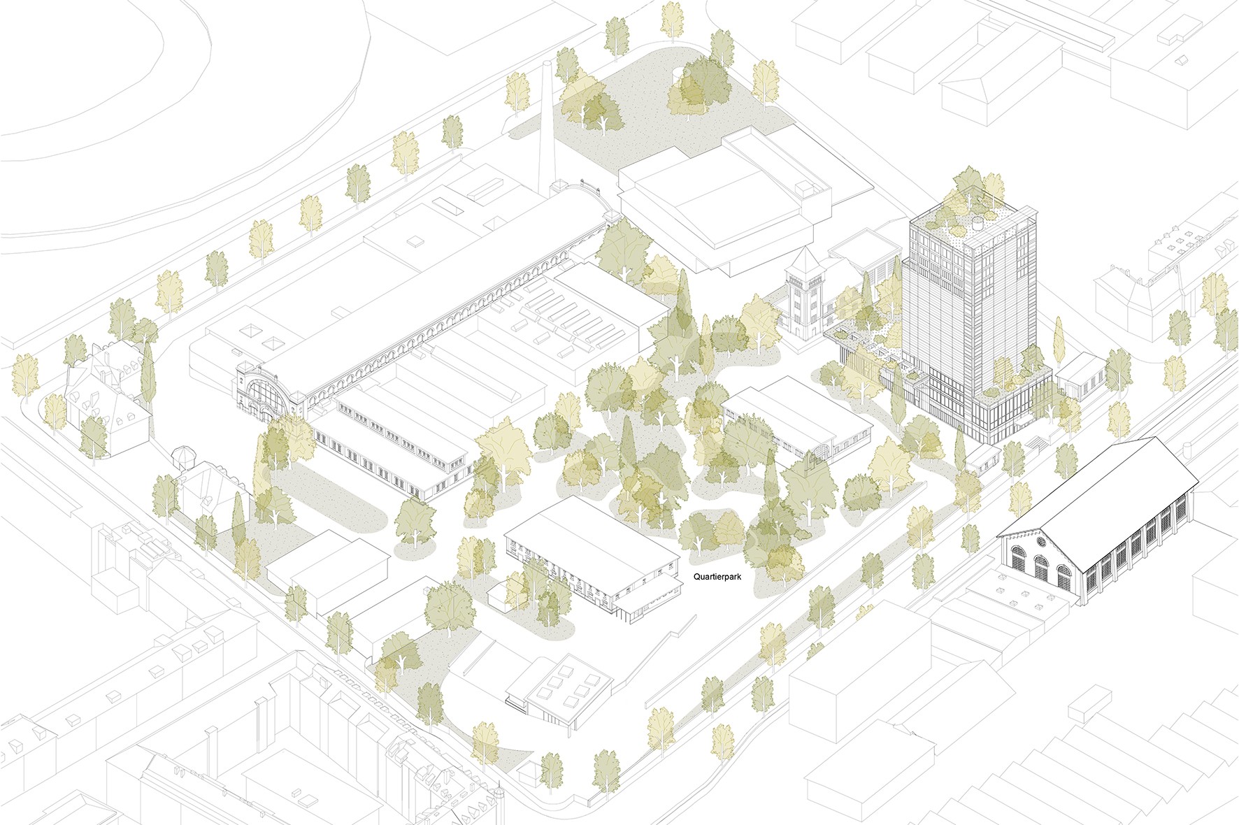 Isometrie Neubau Wache West Stadtarchiv Stadt Zürich