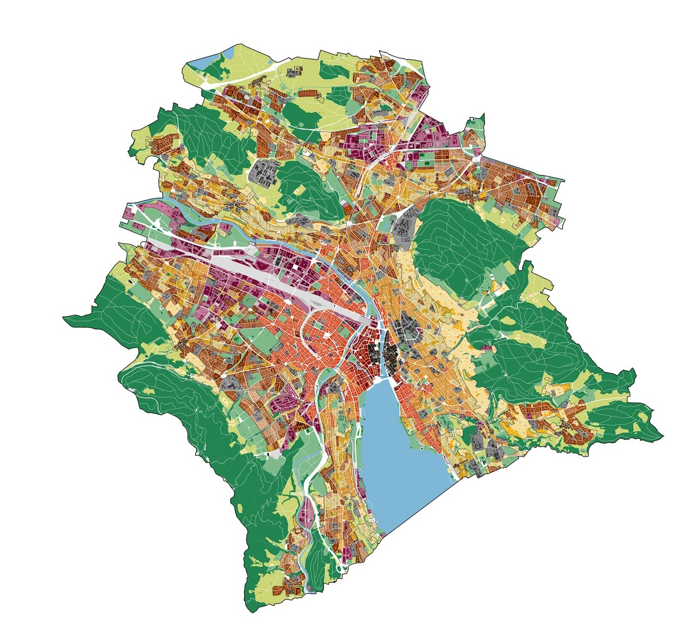 Teilplan Hitzeminderung, Stadt Zürich, Hitzeinseln