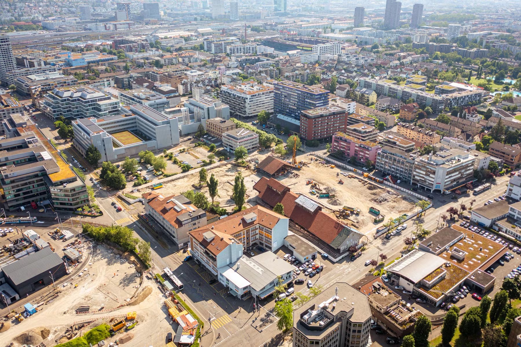 Luftaufnahme Koch-Areal in Stadt Zürich