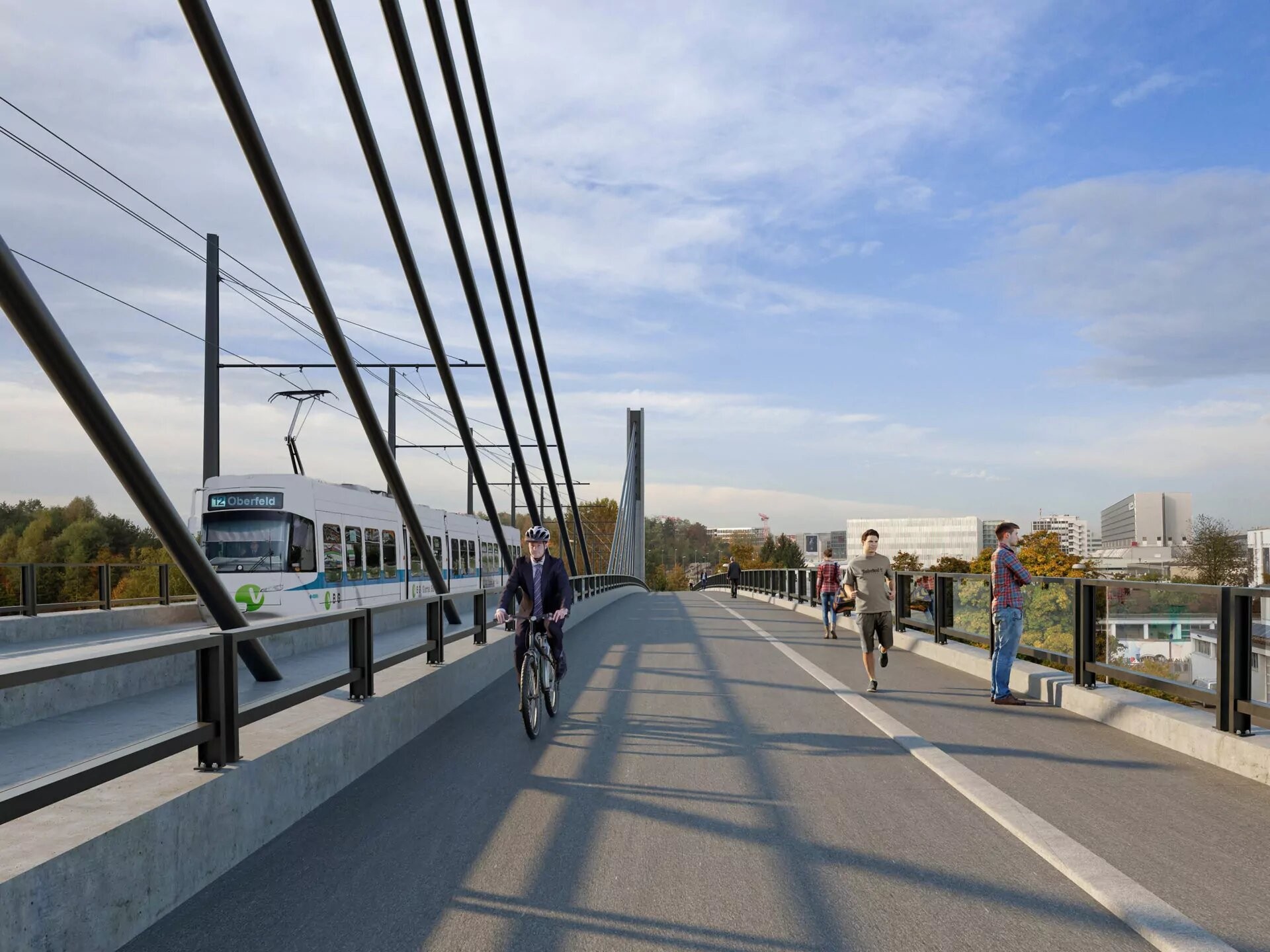 Visualisierung Verlängerung Glattalbahn Kloten Fussgänger