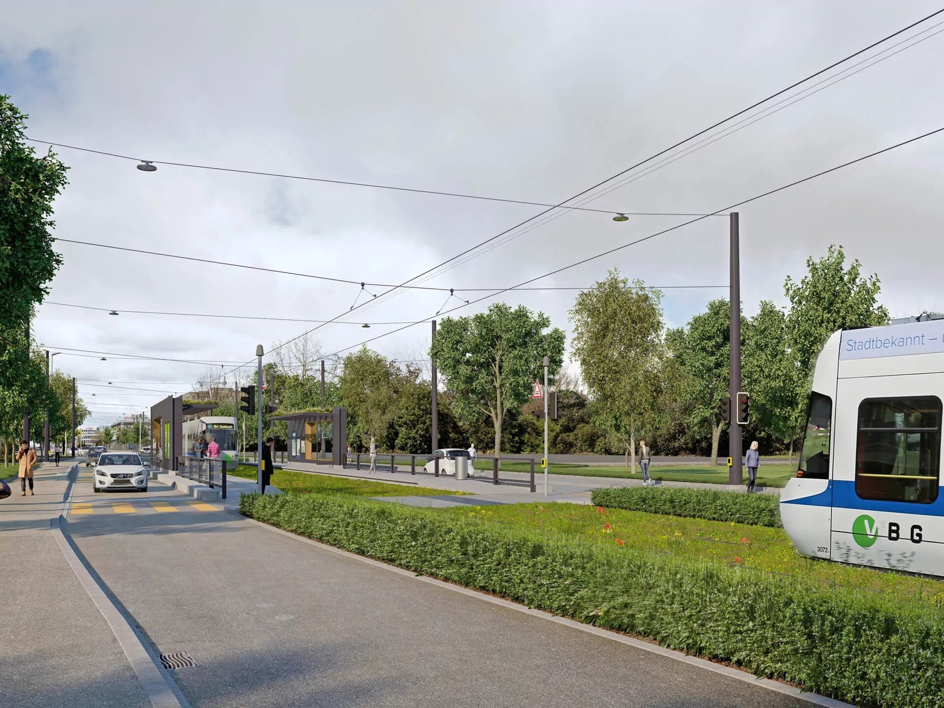 Visualisierung Verlängerung Glattalbahn Kloten Oberfeld