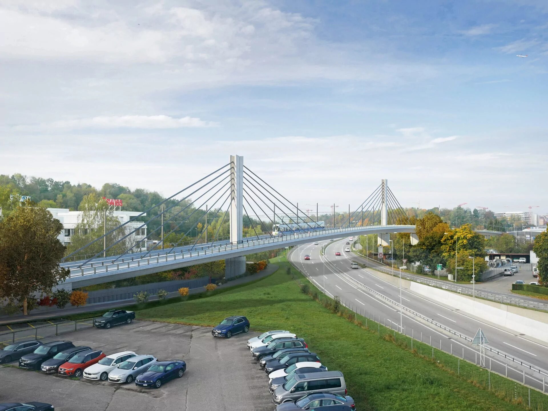 Visualisierung Verlängerung Glattalbahn Kloten Viadukt