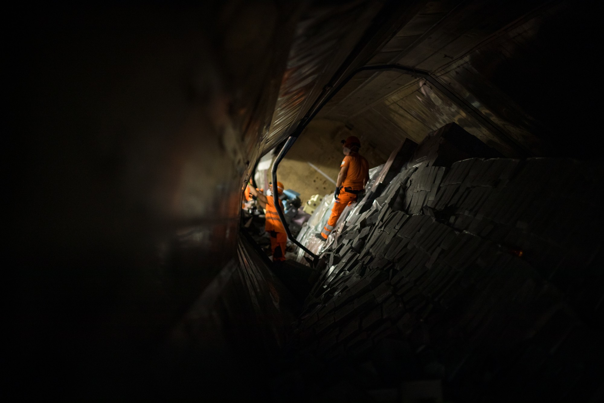 Gotthardbasistunnel, Blick auf die Arbeiten.