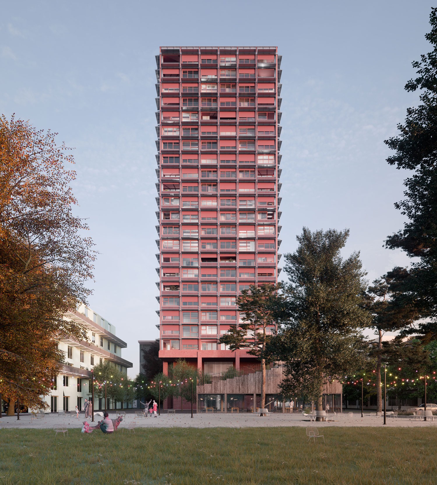 Zwhatt Holzhybrid-Hochhaus in Regensdorf Nordansicht