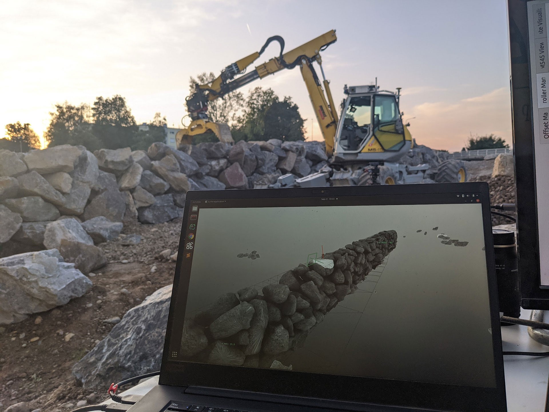 Autonomer Bagger baut Trockensteinmauer ETH Zürich