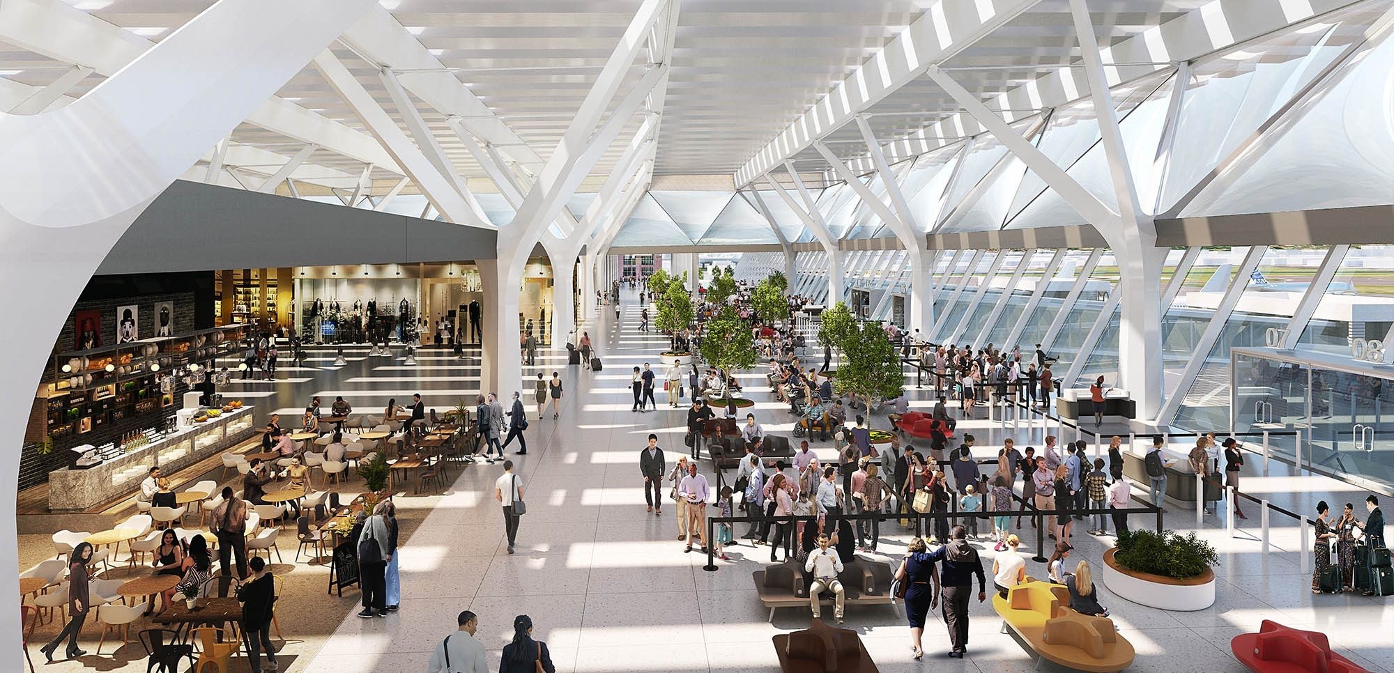 Visualisierung neues Terminal Flughafen Florenz mit Weinreben