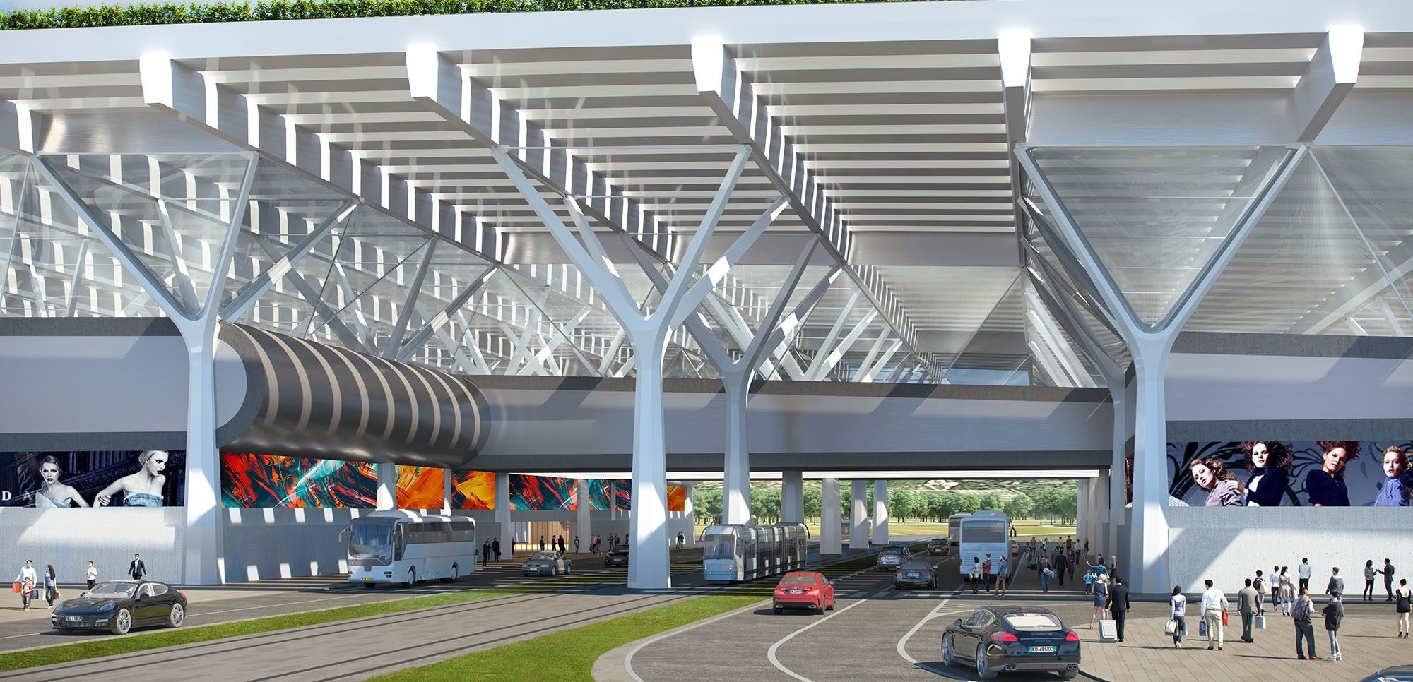 Visualisierung neues Terminal Flughafen Florenz mit Weinreben