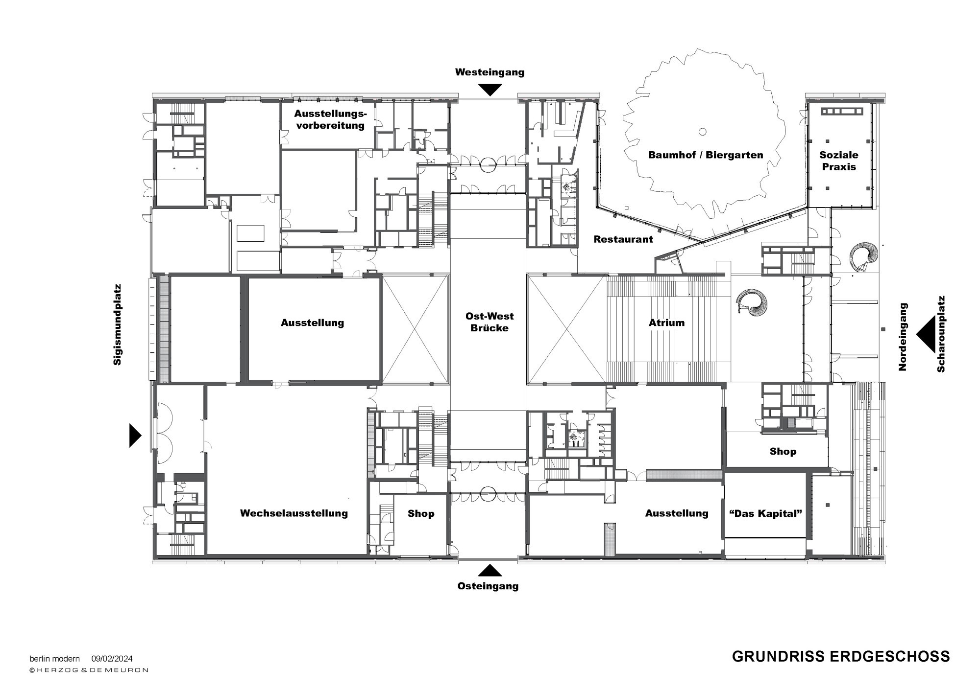 Grundriss des Erdgeschosses von Berlin Modern.