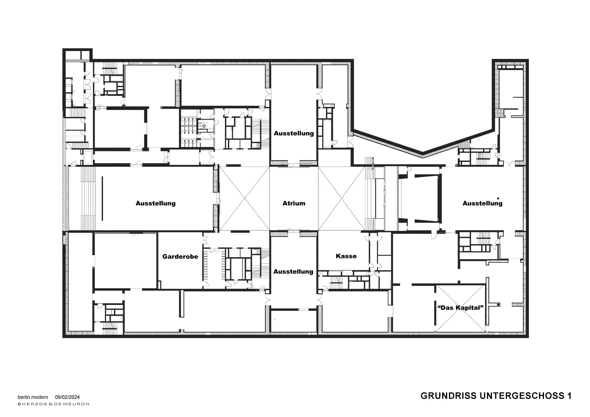 Grundriss des ersten Untergeschosses von Berlin Modern.