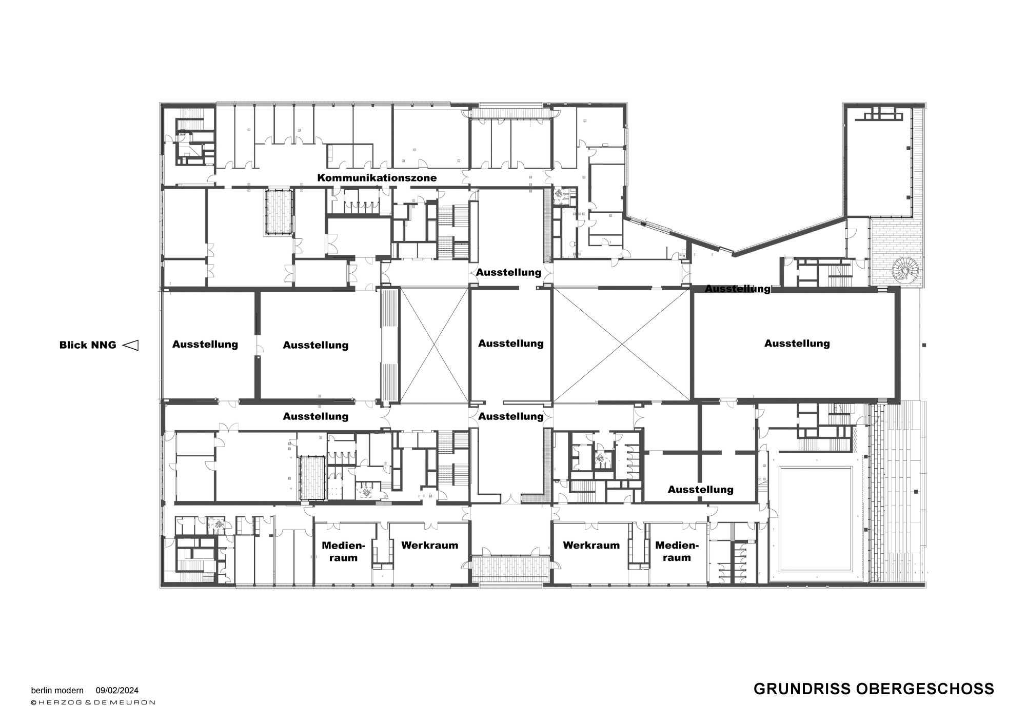 Grundriss des Obergeschosses von Berlin Modern.