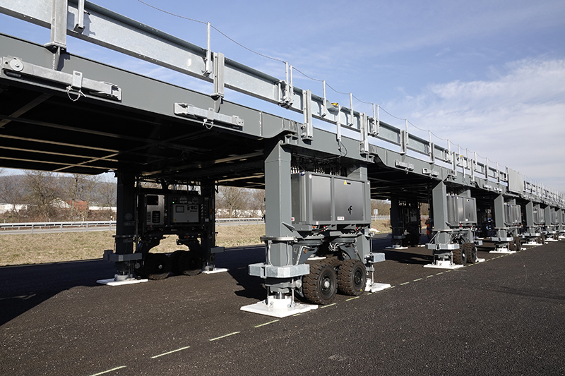 Mobile Baustellenbrücke Astra Bridge auf Testgelände