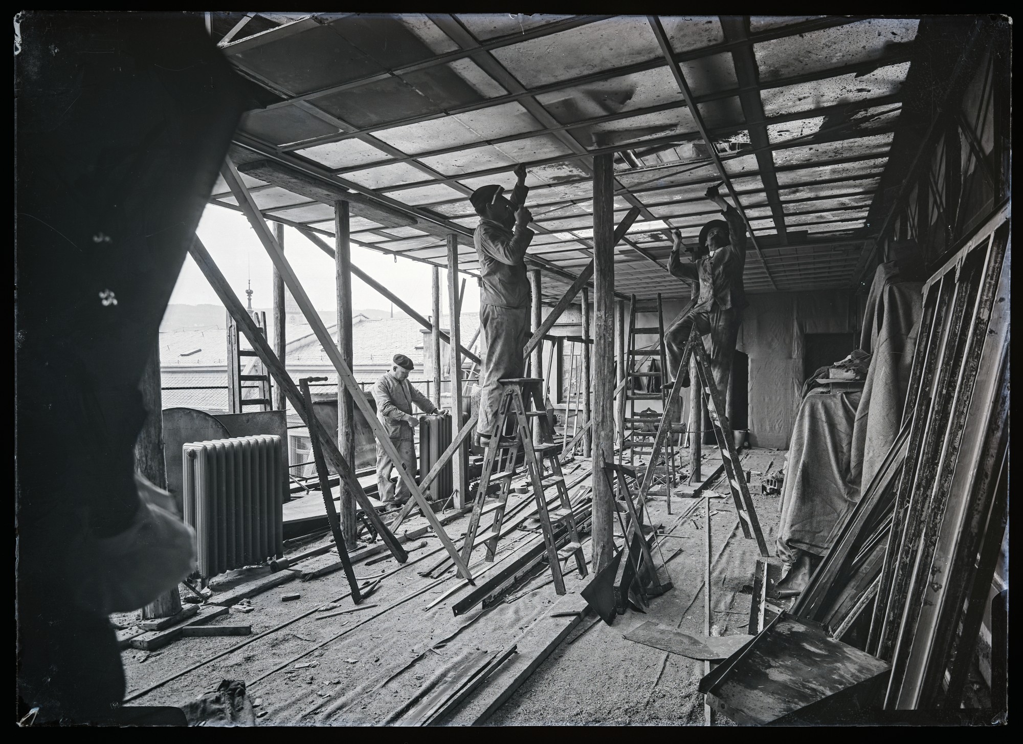 Johannes Meiners Atelier während dem Umbau 1911.