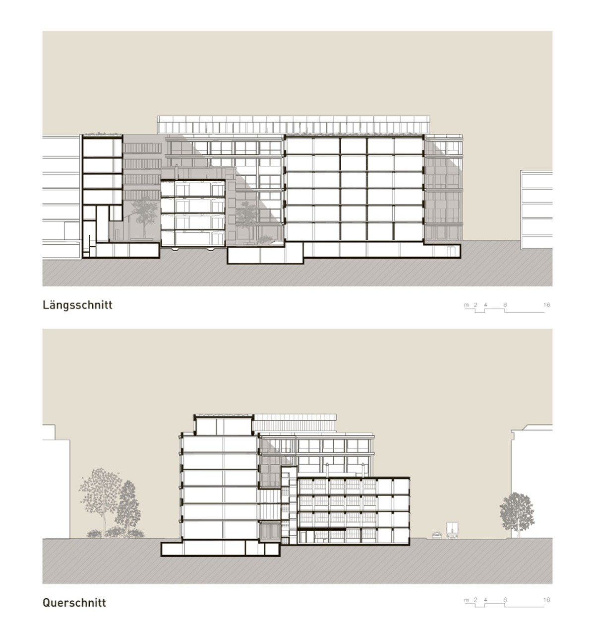 CSS-Neubau an Tribschenstrasse in Luzern Längs- und Querschnitt