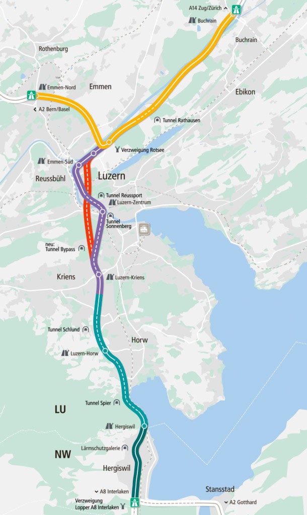 Grafik zum Gesamtsystem Bypass Luzern