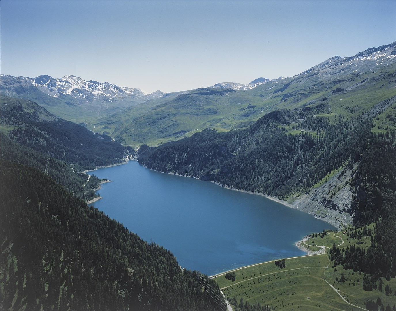 Marmorerasee Staudamm im Jahr 2002