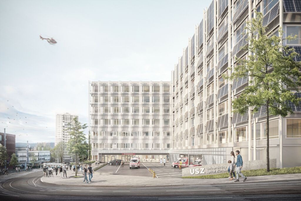 Visualisierung Eingang Notfallzentrum Neubau Mitte 1 2 Unispital Zürich