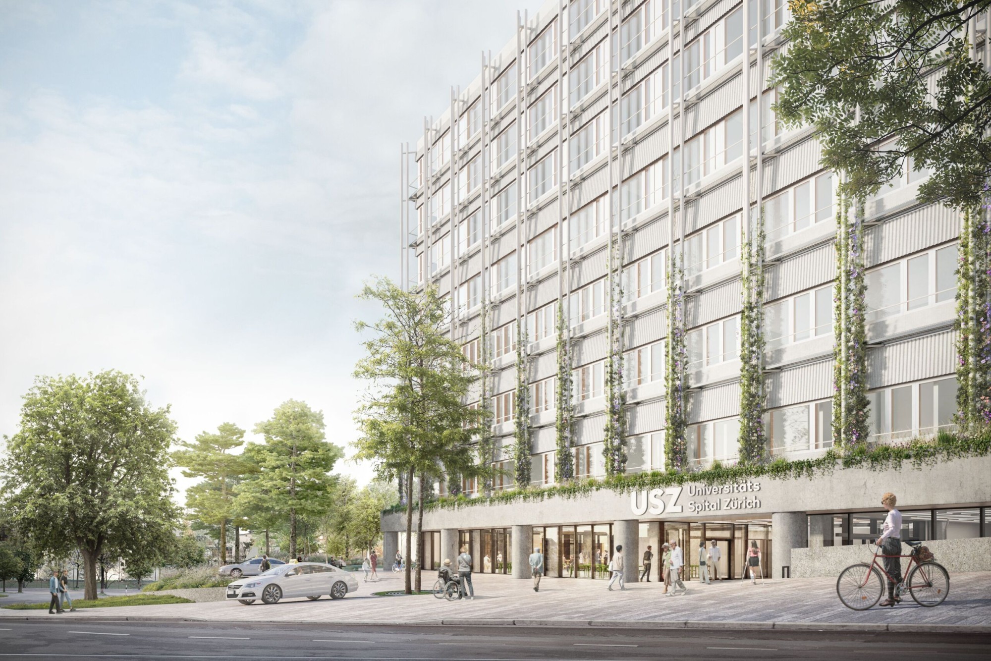 Visualisierung Haupteingang Campus Neubau Mitte 1 2 Unispital Zürich