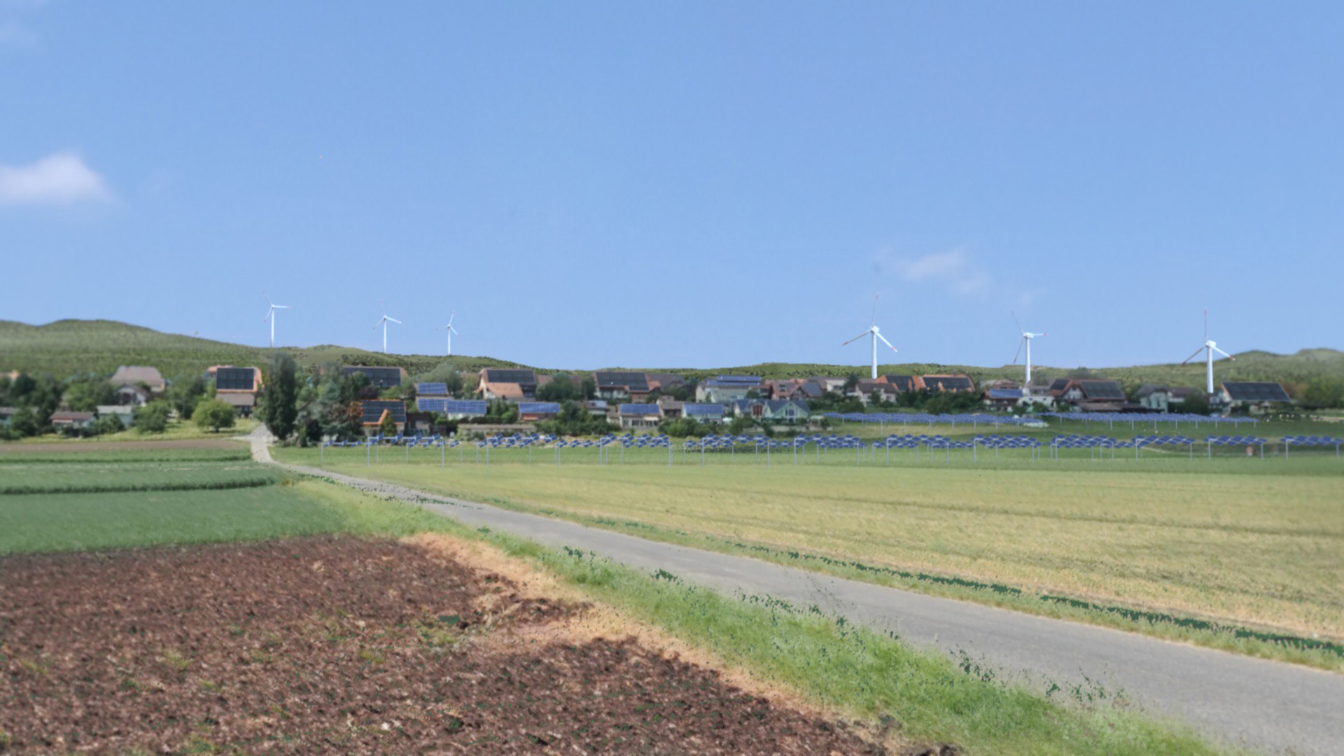 Landschaft mit Windturbinen (Fotomontage)