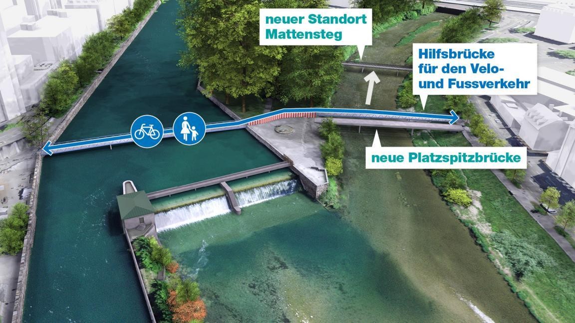 Erste Etappe Erneuerung Platzspitzwehr Zürich