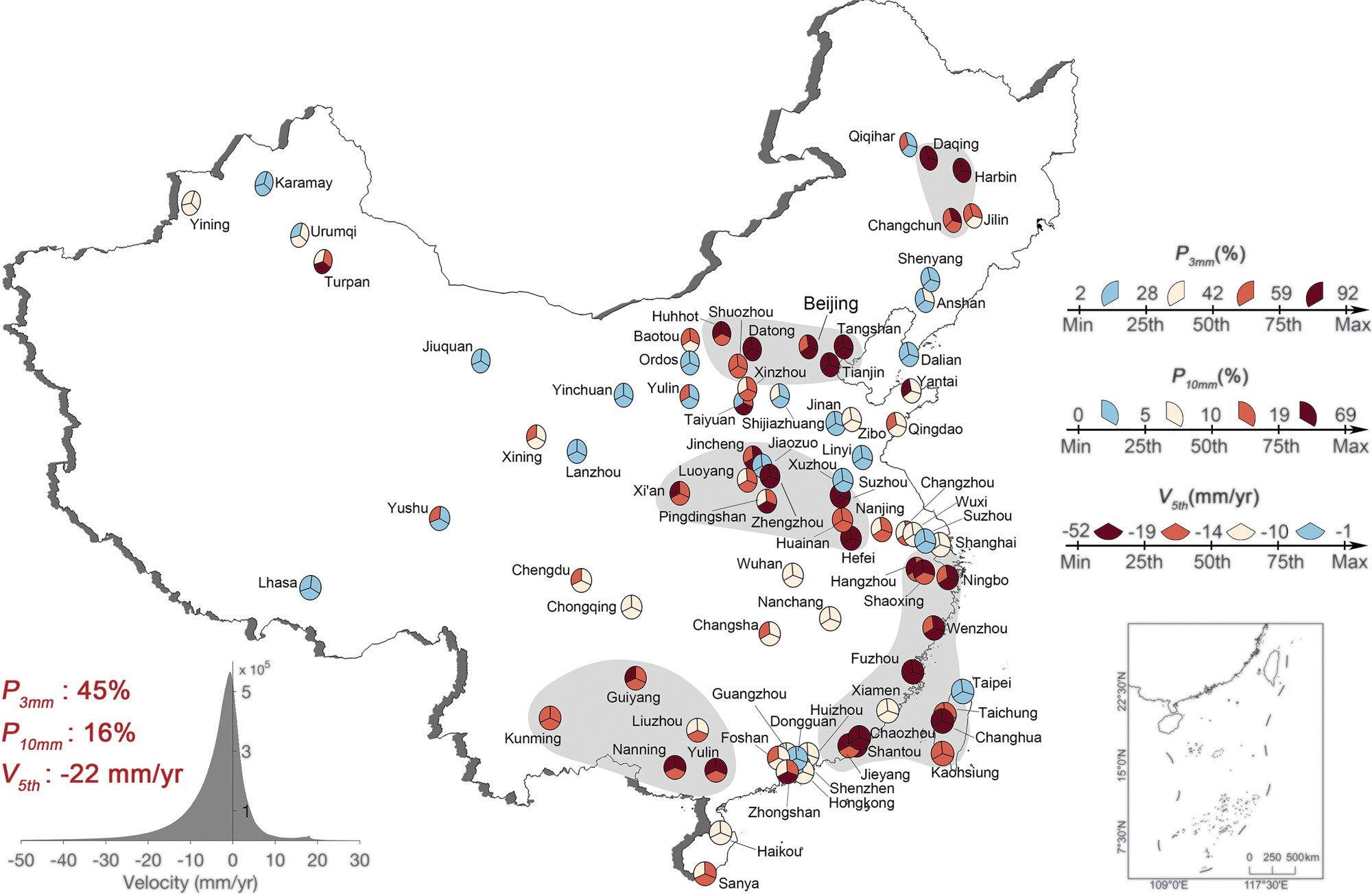 Grafik Bodensenkungen Grossstädte China