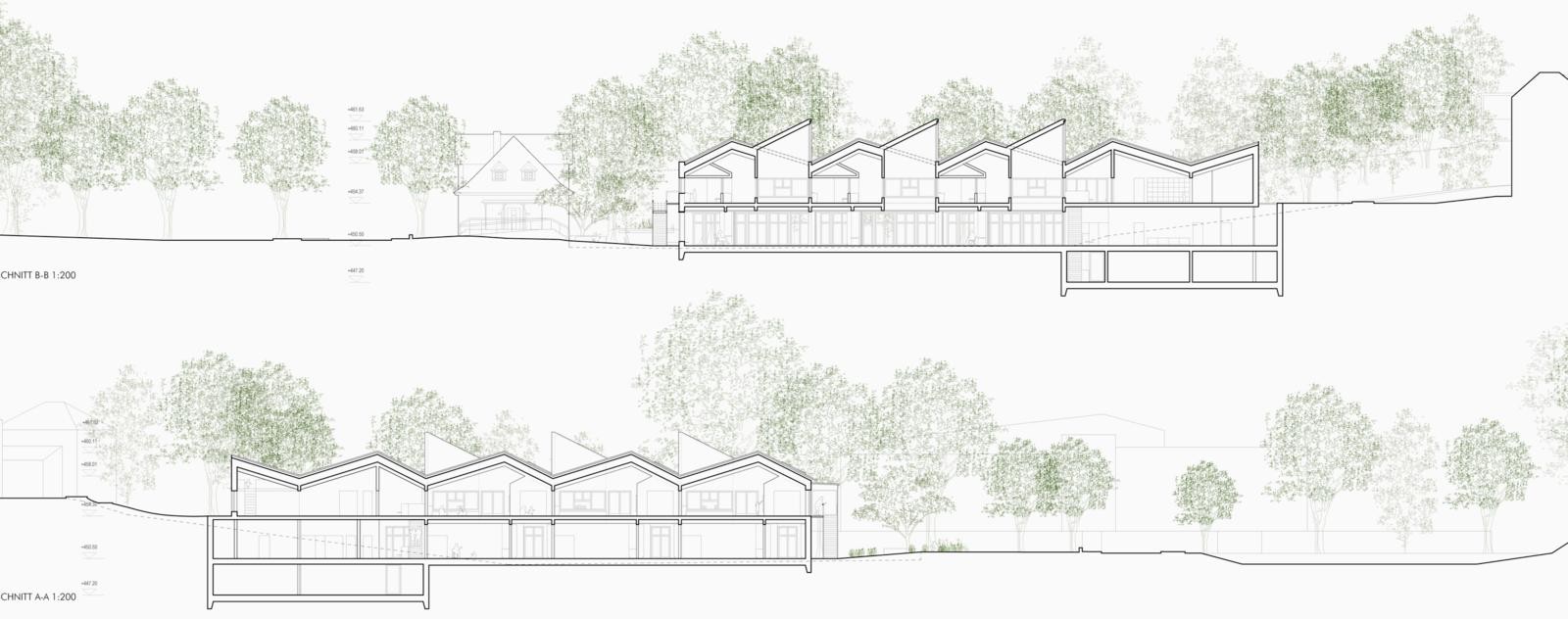 Neubau Erweiterung Kinderzentrum Geissberg Schnitte