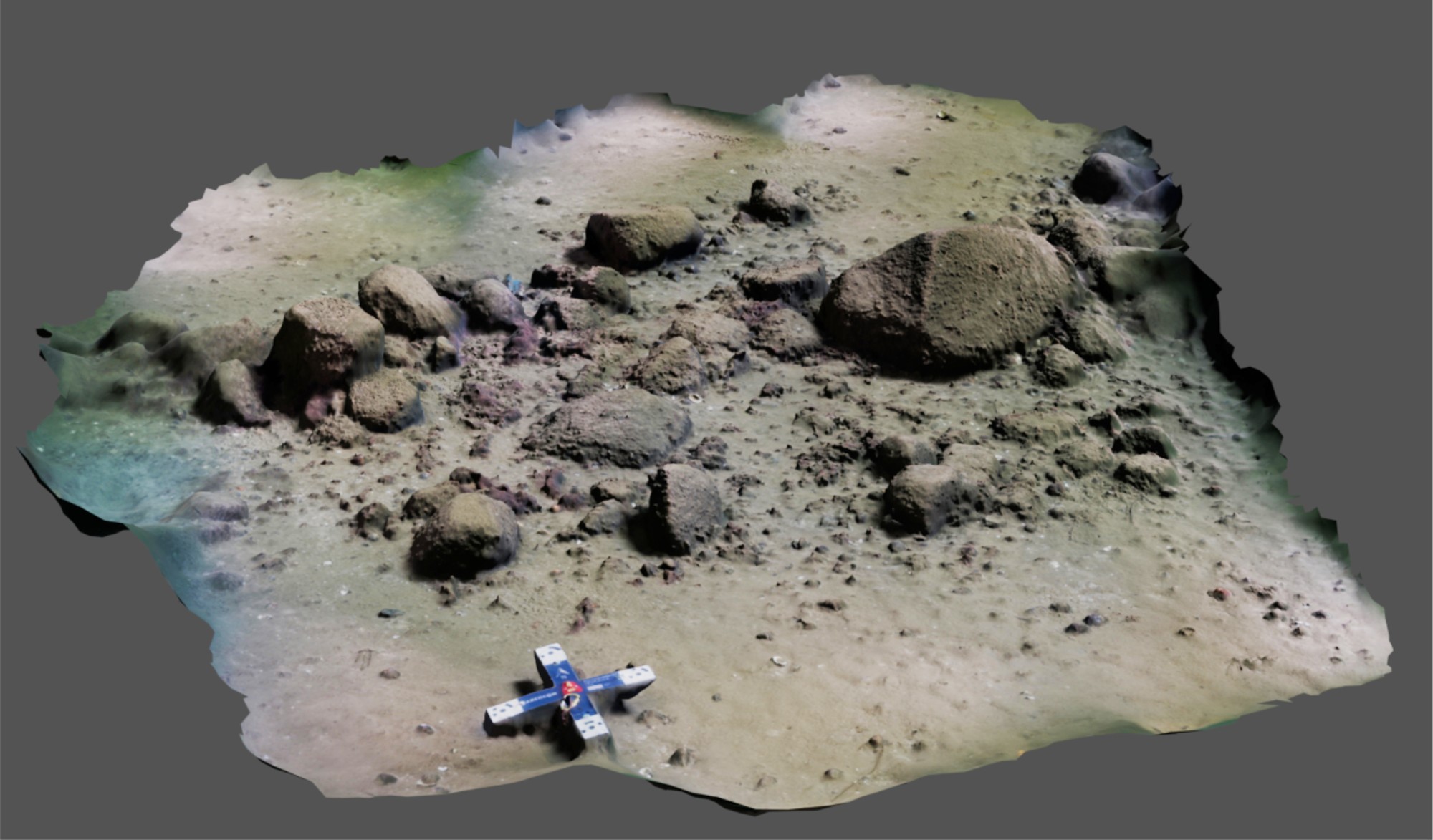 3D-Modell eines Abschnitts des eiszeitlichen Steinwalls am Grund der Ostsee vor Rerik