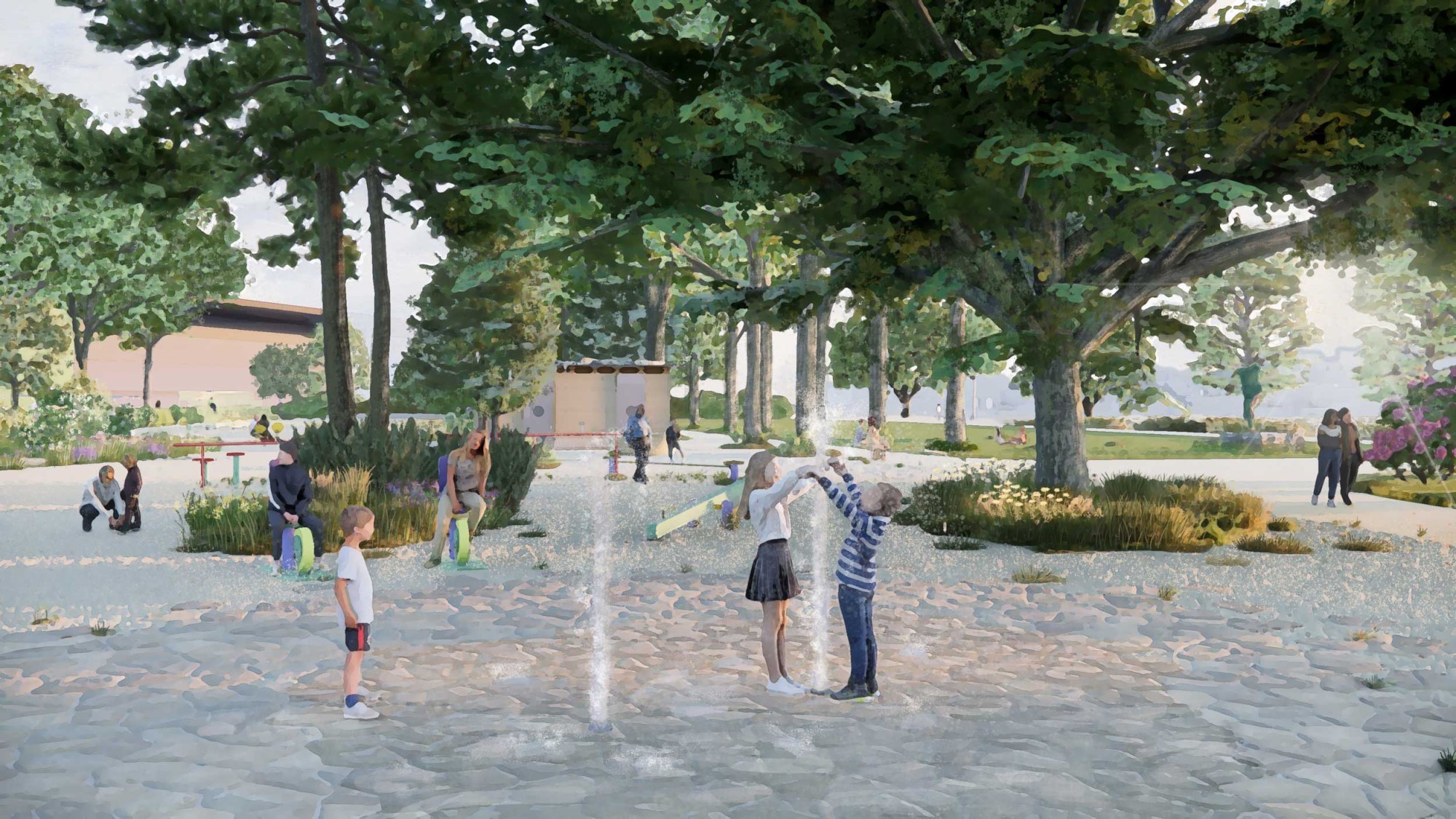 Neugestaltung Inseli Blick auf den Generationenspielplatz